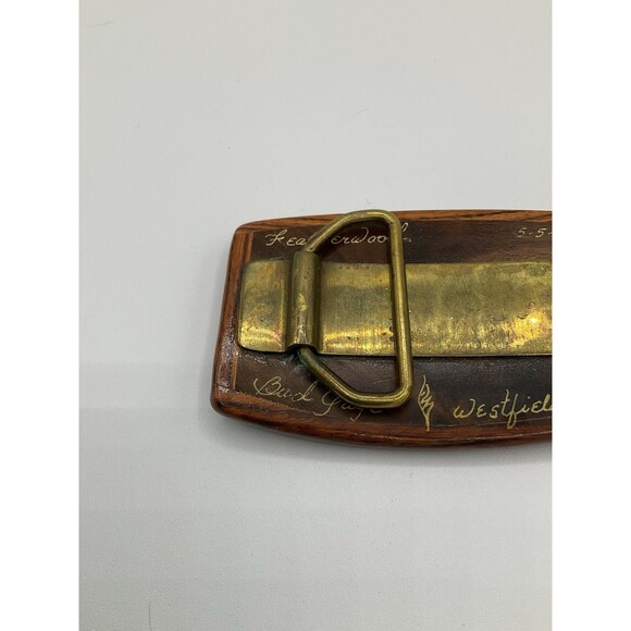 VTG Handmade Lockheed P-38 Lightning Wooden Belt Buckle 80s WWII Military Signed - Picture 3 of 5